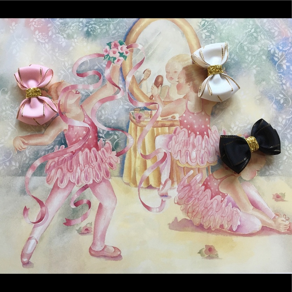 ๐ Handmade 3โ Glitter Edge Grosgrain Ribbon Hair Bow ๐ - Picture 2 of 2